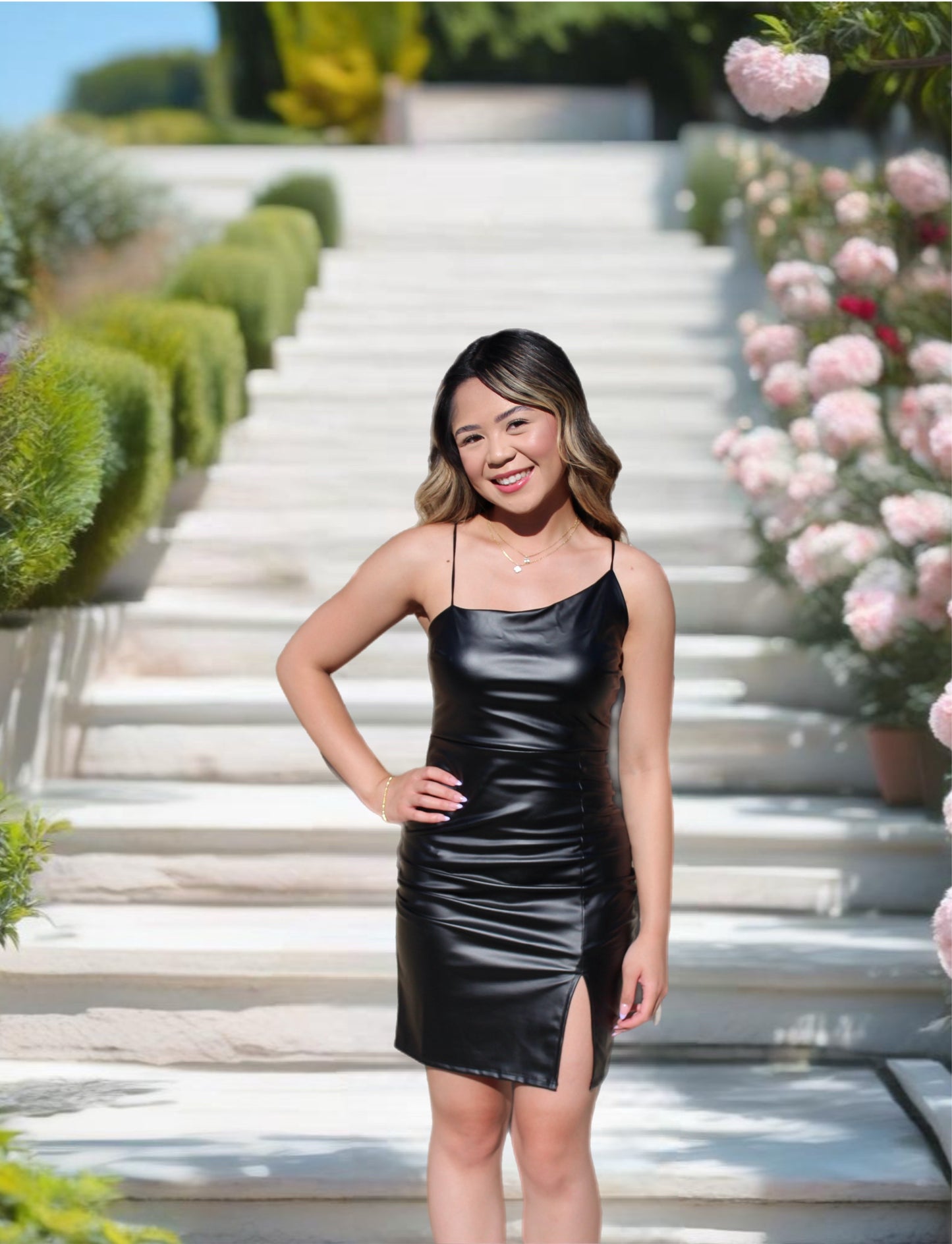 Flirty Faux Leather Mini Dress